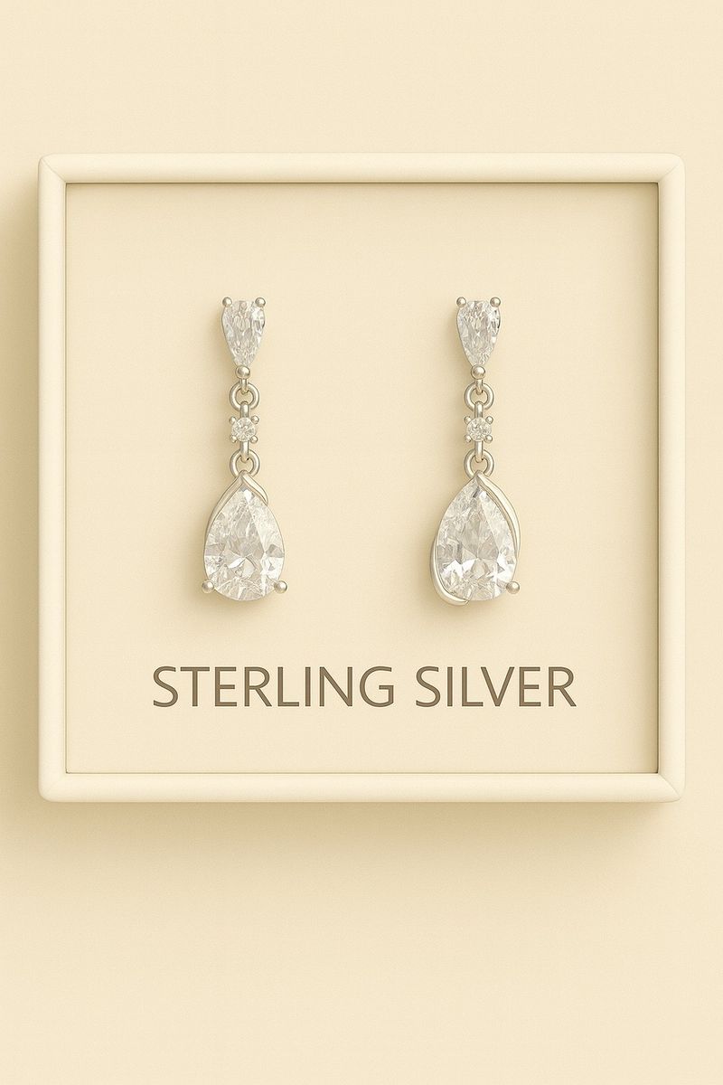 Sterling Silver Cubic Zirconia Drop Earrings – Timeless Sparkle