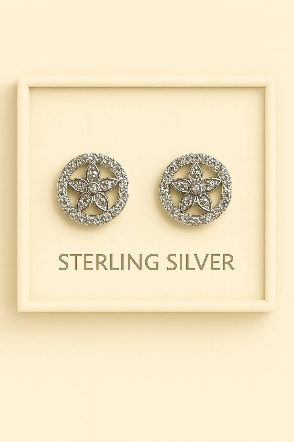Sterling Silver Floral Halo Stud Earrings – Elegant Sparkle”