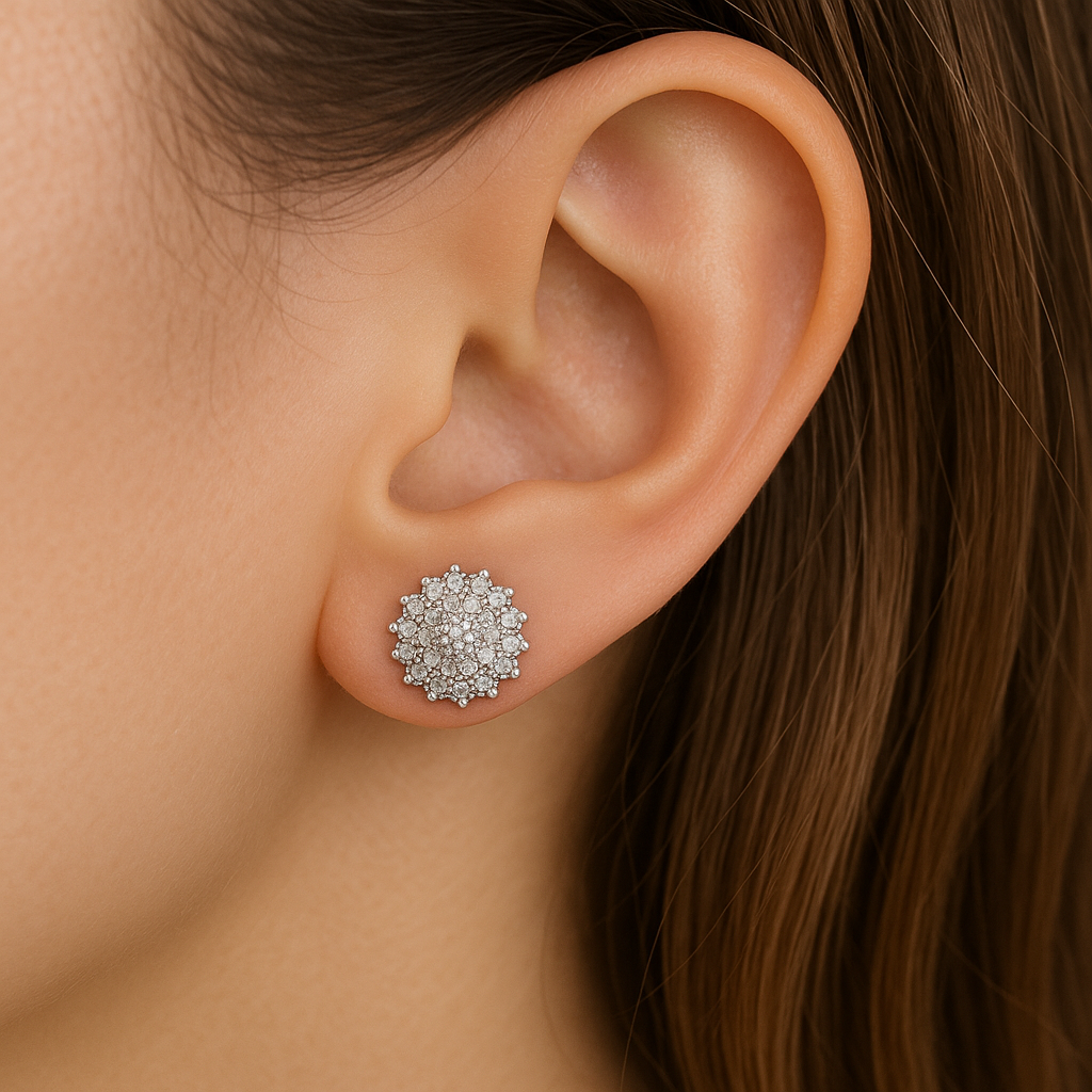 Elegant Sterling Silver Burst Stud Earrings – Cubic Zirconia Shine