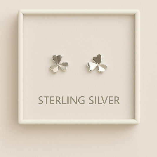 Sterling Silver Heart-Shaped Clover Earrings for Women