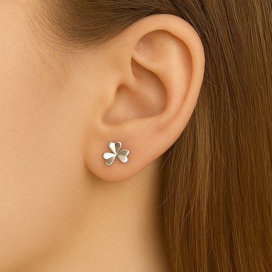 Sterling Silver Heart-Shaped Clover Earrings for Women