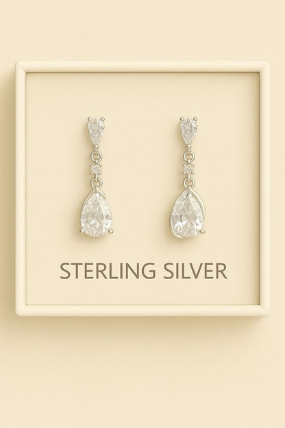 Sterling Silver Cubic Zirconia Drop Earrings – Timeless Sparkle
