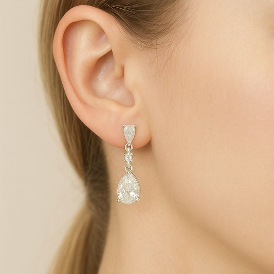 Sterling Silver Cubic Zirconia Drop Earrings – Timeless Sparkle