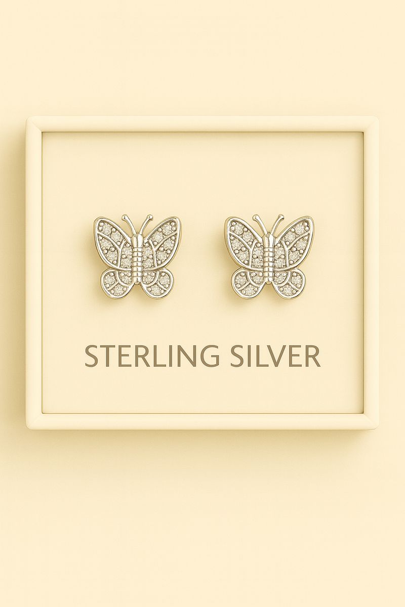 Sterling Silver Butterfly Stud Earrings – Graceful Beauty
