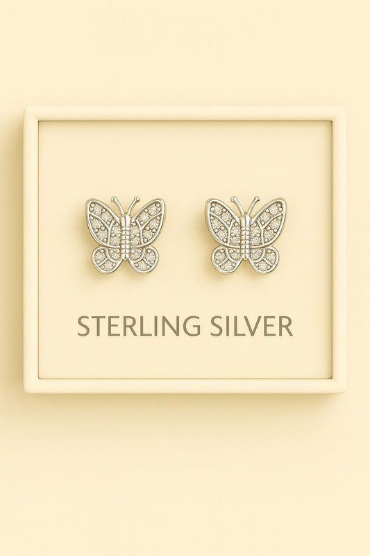 Sterling Silver Butterfly Stud Earrings – Graceful Beauty